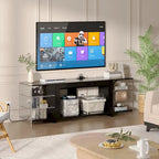 VECELO 70 Mobile TV Rustico con/senza Riscaldatore a Camino (2 Opzioni), Tavolo per Centro Intrattenimento Multimediale con Ripiani Contenitori
