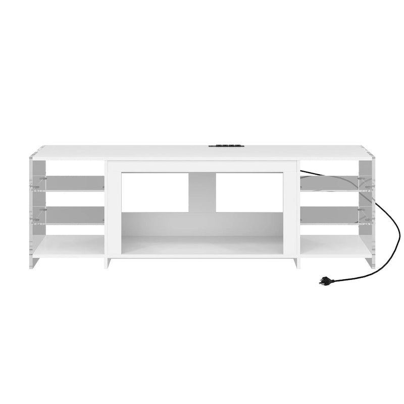 VECELO 70 Mobile TV Rustico con/senza Riscaldatore a Camino (2 Opzioni), Tavolo per Centro Intrattenimento Multimediale con Ripiani Contenitori