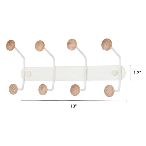 1 pz appendiabiti da parete, appendiabiti in legno e metallo, cappelliera, ganci da parete
