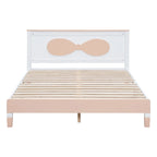 Letto a piattaforma matrimoniale in legno con testiera a forma di fiocco per cameretta dei bambini