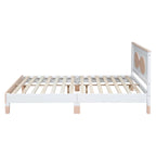 Letto a piattaforma matrimoniale in legno con testiera a forma di fiocco per cameretta dei bambini