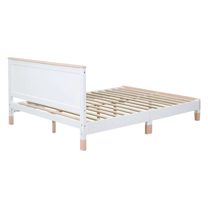 Letto a piattaforma matrimoniale in legno con testiera a forma di fiocco per cameretta dei bambini