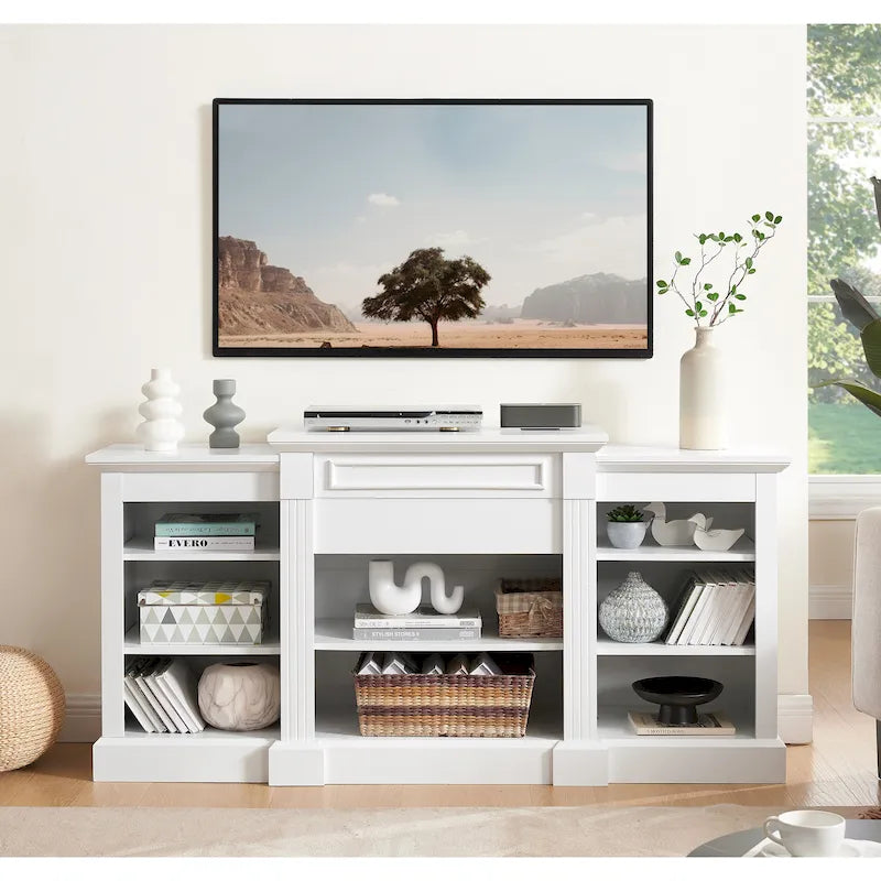Mobile porta TV da 65.75 pollici con ampio armadio contenitore e ripiani regolabili per TV fino a 65 pollici