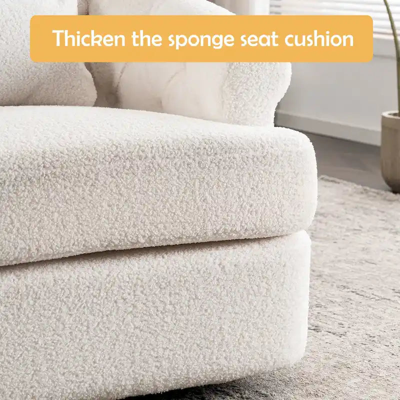 Poltrona girevole in velluto con pouf, rotazione a 360° e capacità di 136 kg
