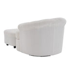 Poltrona girevole in velluto con pouf, rotazione a 360° e capacità di 136 kg