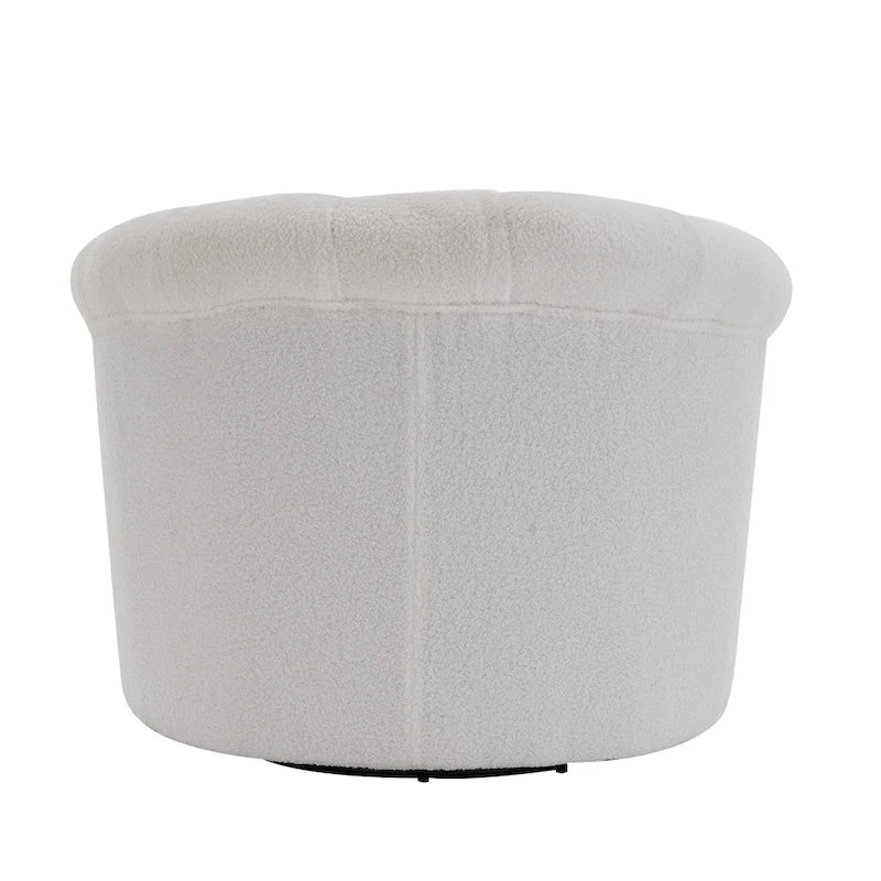 Poltrona girevole in velluto con pouf, rotazione a 360° e capacità di 136 kg