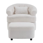 Poltrona girevole in velluto con pouf, rotazione a 360° e capacità di 136 kg
