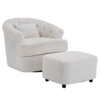 Poltrona girevole in velluto con pouf, rotazione a 360° e capacità di 136 kg