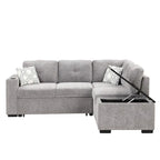 Divano sezionale a L a 4 posti da 83,8" con letto estraibile, chaise longue contenitore, porte USB, prese di corrente e portabicchieri