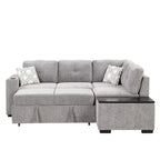 Divano sezionale a L a 4 posti da 83,8" con letto estraibile, chaise longue contenitore, porte USB, prese di corrente e portabicchieri
