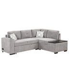 Divano sezionale a L a 4 posti da 83,8" con letto estraibile, chaise longue contenitore, porte USB, prese di corrente e portabicchieri