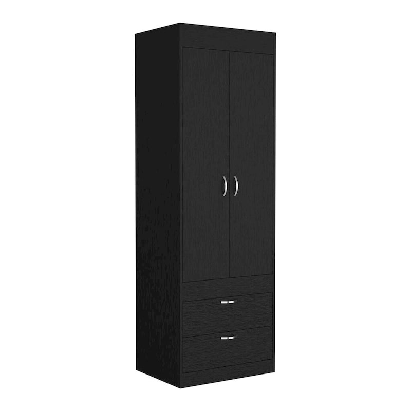18.9 Armadio moderno a doppia anta con due cassetti inferiori e asta appendiabiti per camera da letto