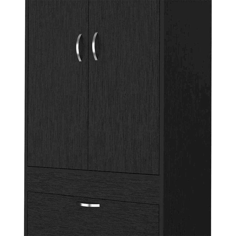 18.9 Armadio moderno a doppia anta con due cassetti inferiori e asta appendiabiti per camera da letto