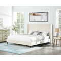 Letto a piattaforma beige king-size con testiera in velluto ad ali di pipistrello