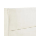 Letto a piattaforma beige king-size con testiera in velluto ad ali di pipistrello
