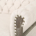 Divano a 3 posti Chesterfield beige capitonné con gambe in legno