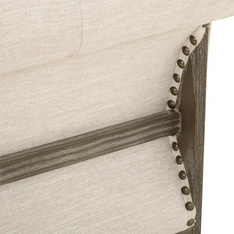 Divano a 3 posti Chesterfield beige capitonné con gambe in legno