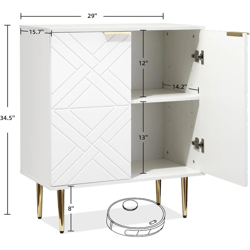 Credenza Contenitore Moderna con 2 Ante, Credenza a Buffet per Cucina