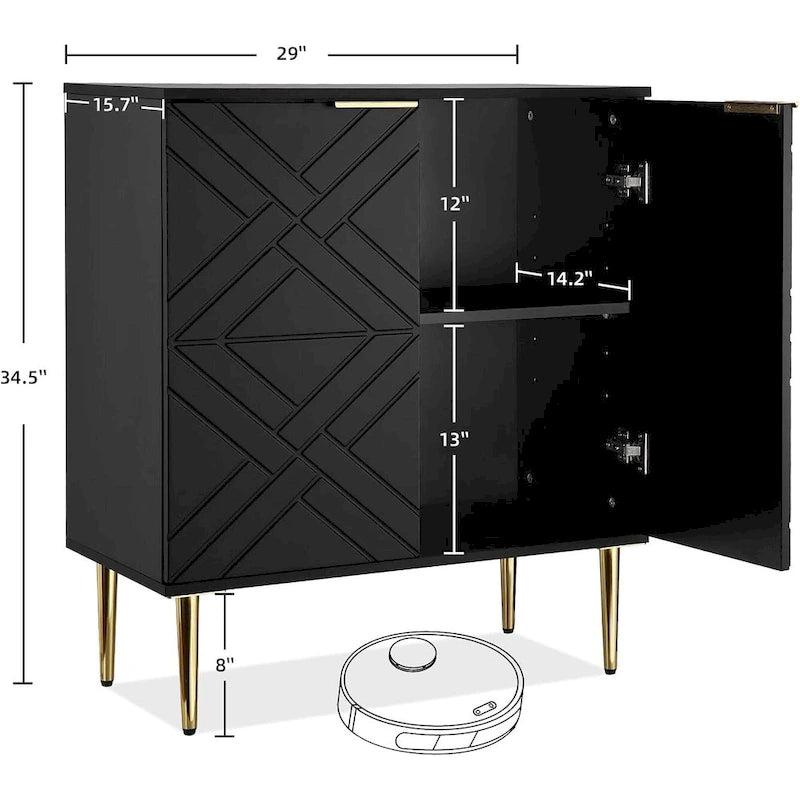 Credenza Contenitore Moderna con 2 Ante, Credenza a Buffet per Cucina