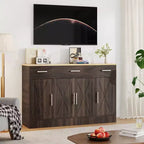 Mobile Buffet Celebalcony con Contenitore, Grande Mobile Contenitore da Cucina da 53,4 pollici con 3 Cassetti e 4 Ante, Ripiano Regolabile per Cucina, Soggiorno