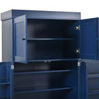 Dispensa da cucina indipendente 77H, armadio contenitore in stile rustico con ripiani regolabili, ripiani sulla porta, cassetti e portabottiglie - ModernLuxe