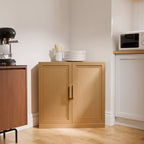 Mobile ad Angolo Dovelina con Ripiani Regolabili Credenza Buffet Vetrinetta Vino Mobile da Cucina e Sala da Pranzo con Ante in Legno - 31H x 31W, 36H x 31W