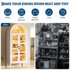 Mobile Contenitore, Nero/Bianco, Stile Arco, Singolo, Alto 71 con Luci a LED e Ante in Vetro