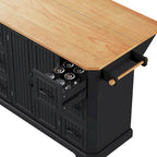 Isola Cucina Espandibile con Ante a Scomparsa, Carrello Cucina su 4 Ruote con Presa Elettrica, Tavolo Isola Mobile con 2 Ante e 6 Cassetti