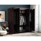 Palace Imports Armadio Kyle a 4 Ante in 100% Legno Massello con Ante in Legno Massello o a Specchio