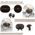 Tavolo da pranzo allungabile rotondo da cascina con 16 inserti in legno per cucina