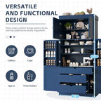 Dispensa da cucina indipendente 77H, armadio contenitore in stile rustico con ripiani regolabili, ripiani sulla porta, cassetti e portabottiglie - ModernLuxe