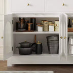 Credenza stretta da 140 cm con 3 cassetti e 4 ante per cucina, sala da pranzo, soggiorno