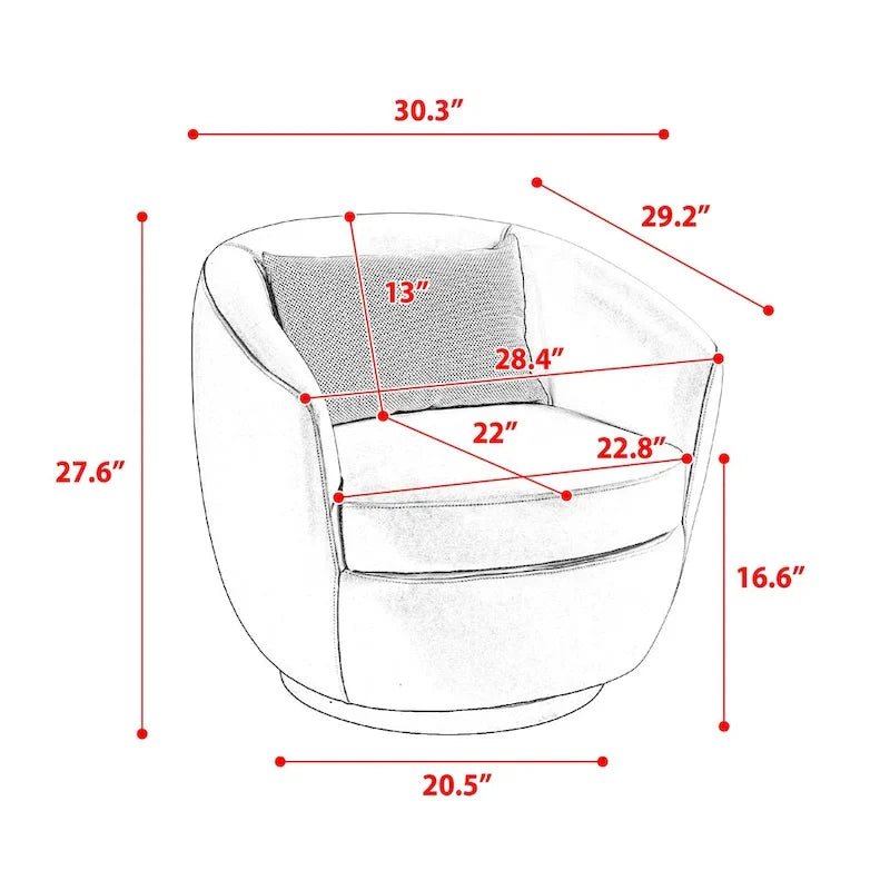 Poltrona Girevole Imbottita a Botte con Contenitore, Sedia Moderna da Salotto per Camera da Letto/Ufficio/Zone Lettura
