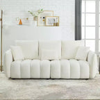 GDFStudio Alanna Divano a 3 Posti Moderno in Tessuto Teddy con Cuscini, 79,5