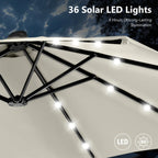 MAISON ARTS Ombrellone rettangolare da esterno a manovella con doppia falda da 4,5 metri, con luci a LED solari e base inclusa