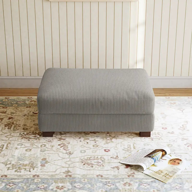 Pouf poggiapiedi oversize in velluto a coste moderno