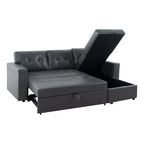 Divano componibile convertibile reversibile con letto estraibile, chaise longue con contenitore nascosto e gambe durevoli