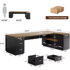 Scrivania direzionale a L Lantine 85.8, scrivania da computer da ufficio extra large con cassetti per schedari per l'home office