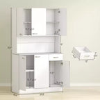 71 Armadio dispensa da cucina, mobile contenitore alto con supporto per microonde, credenza da cucina moderna, 3 ripiani regolabili per soggiorno, sala da pranzo
