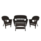 Set da conversazione da 4 pezzi per patio in vimini