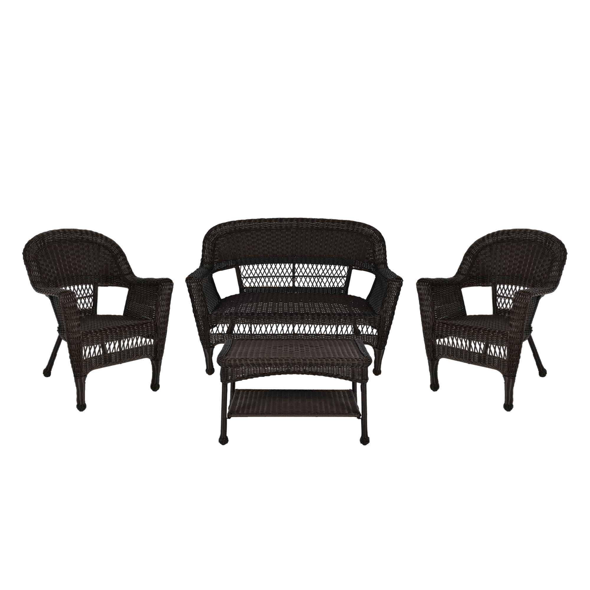 Set da conversazione da 4 pezzi per patio in vimini