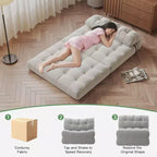 Divano Letto Futon Pieghevole in Velluto a Coste, Sedia Convertibile da Pavimento con Cuscino e Supporto per la Schiena