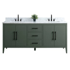 Mobile lavabo doppio Vanity Art 72 per bagno con piano in marmo composito