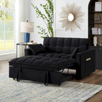 Divano letto a due posti 4 in 1 con braccioli e tasche portaoggetti, divano letto estraibile multifunzionale trapuntato con schienale regolabile
