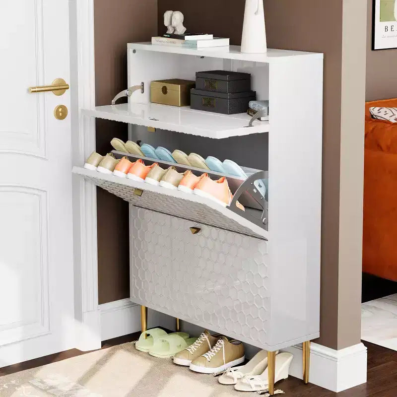 CLIHOME Scarpiera da Ingresso con 24 Paia, Organizzatore per Scarpe con Cassetti a Ribalta, Scaffale Armadio Porta Scarpe