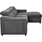 Divano sezionale convertibile Roomfitters 103 con chaise longue contenitore, poggiatesta regolabili, divano angolare letto a L, grigio scuro