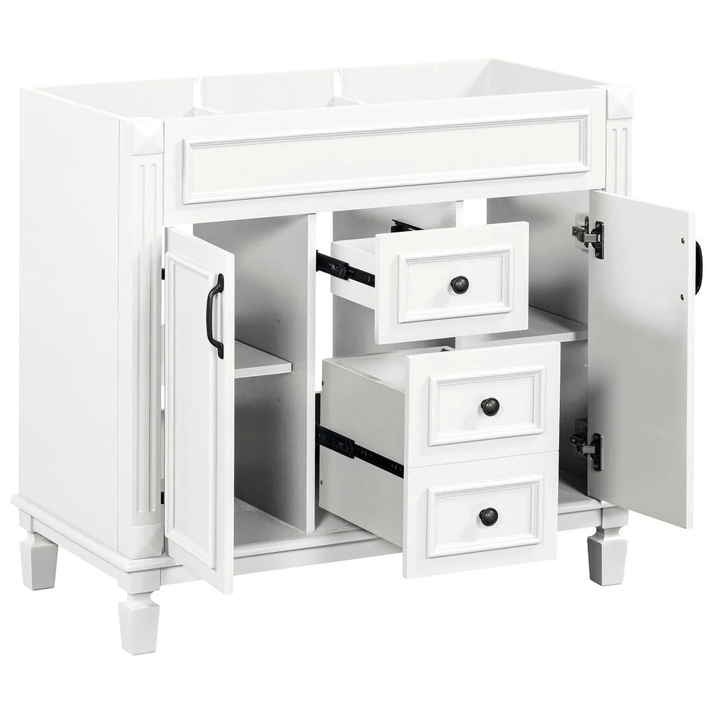 Mobile Bagno Moderno da 90cm con Lavabo Integrato e Specchiera, 2 Ante e 2 Cassetti