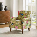 Poltrona Araceli Tradizionale in Legno Imbottita Floreale con Schienale Alto e Borchie | ART OF LIVING DESIGNS