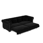 Divano Letto Estraibile 3-in-1 King Size in Velluto Whisen e Divano Letto Convertibile con Ottomana Mobile, Design Trapuntato