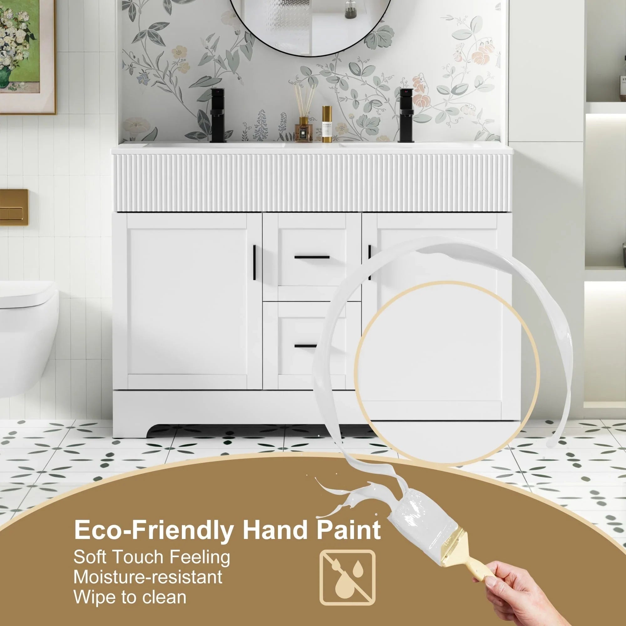 Mobile bagno 30/36/48 Wavy Line con lavabo e rubinetto